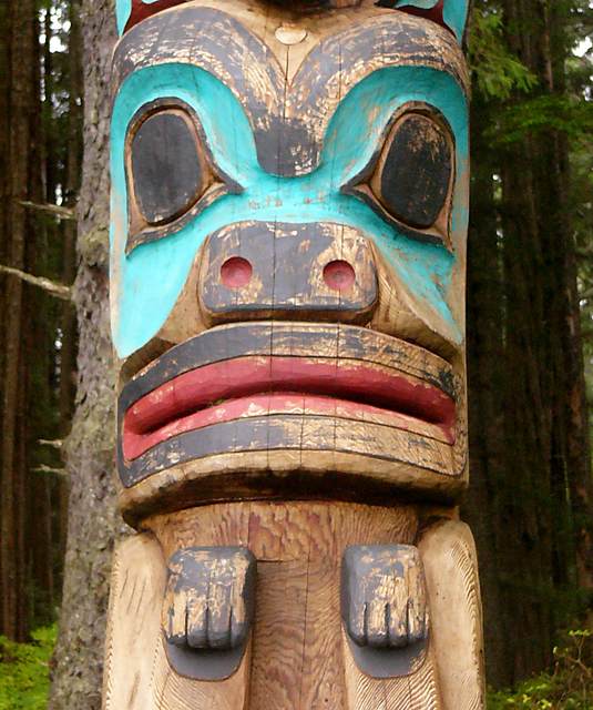 Closeup of Bear on the Raven/Shark pole