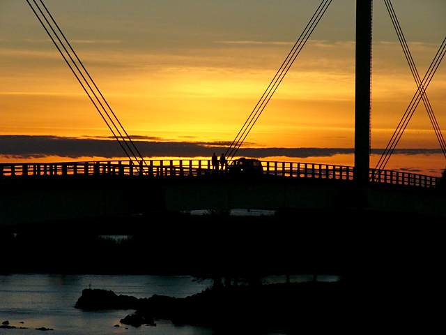 After sunset, people heading home from Japonski Island.