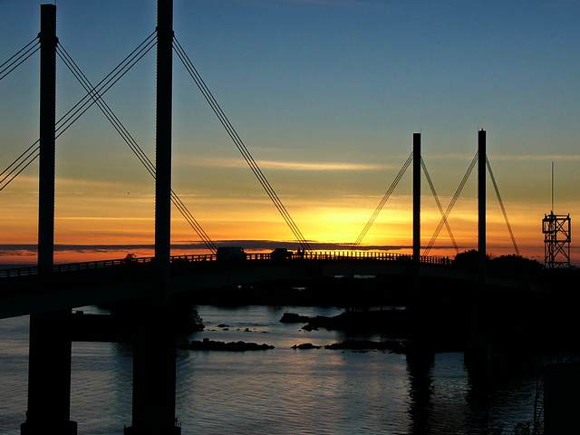 O'Connell Bridge after sunset.
